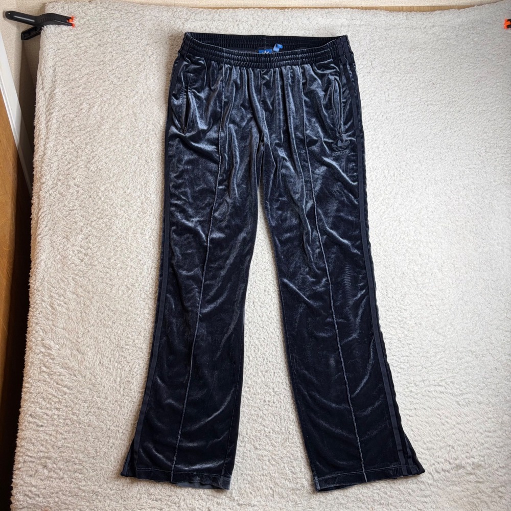 Adidas Originals Navy Blue Velour Track Pants Trefoil Velvet XL